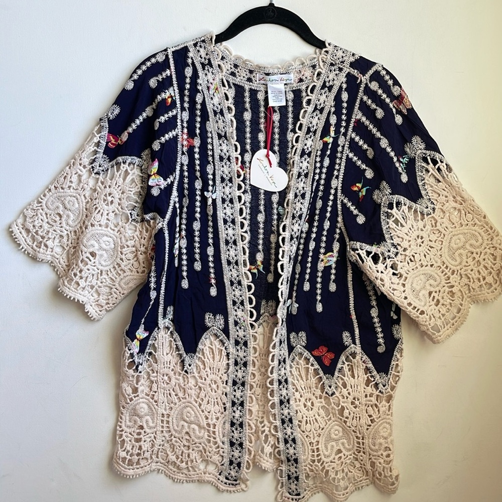 London Kaye Crochet Open Cardigan | Natural Color | One Size